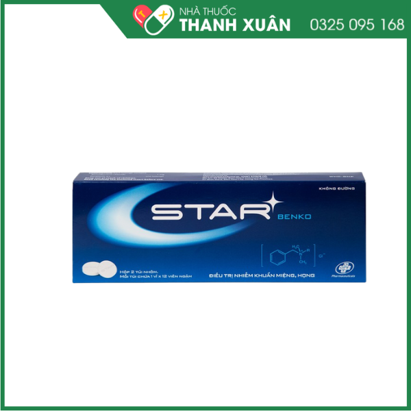 Viên ngậm Star Benko 1mg trị nhiễm khuẩn đường miệng, họng